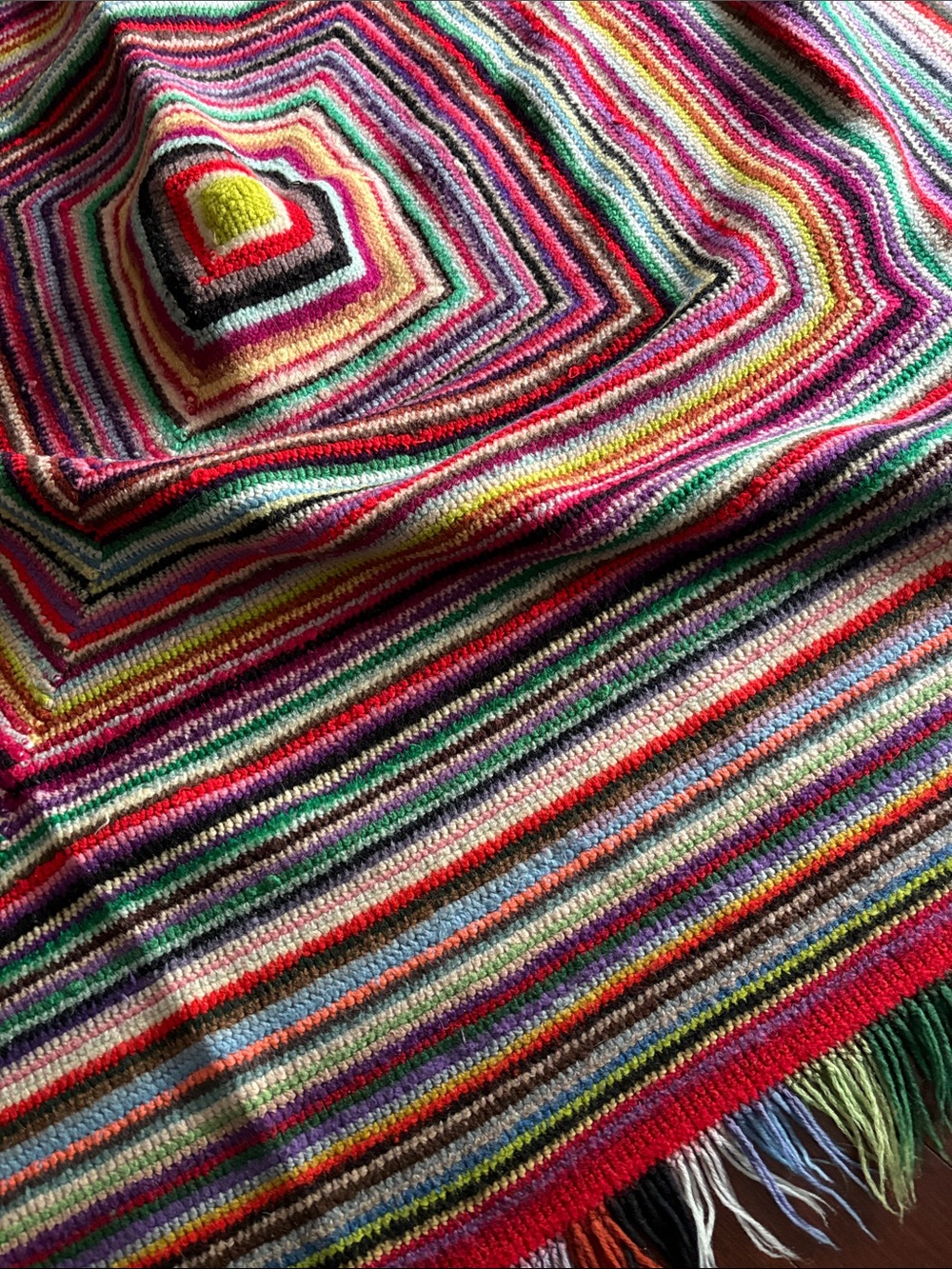 Multicolor Striped Knit Shawl - Vibrant Rainbow Women’s Accessory